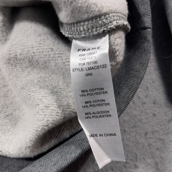 FRAME Gray Hoodie Sweatshirt Women Large Drawstring Pockets Raglan Long Sleeve‎ - Picture 8 of 9
